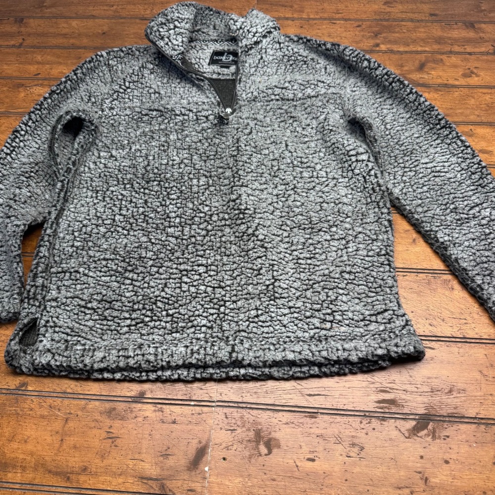 Boxercraft Gray Sherpa Fleece Quarter Zip Pullover Sweater Mens Small Charcoal